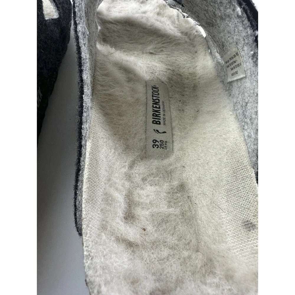Birkenstock Arizona Shearling Sandal Charcoal Gray Cork Suede Women's 39 Size 8 - Picture 12 of 16